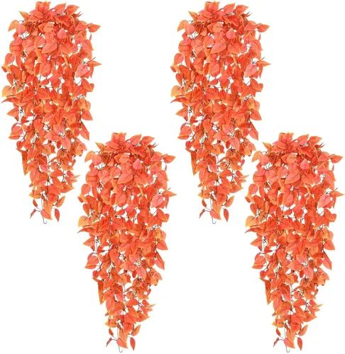 Vista 23 de BLEUM CADE Plantas colgantes falsas, 2pcs plantas colgantes artificiales en maceta, enredaderas de mandala falsas, plantas colgantes vegetación