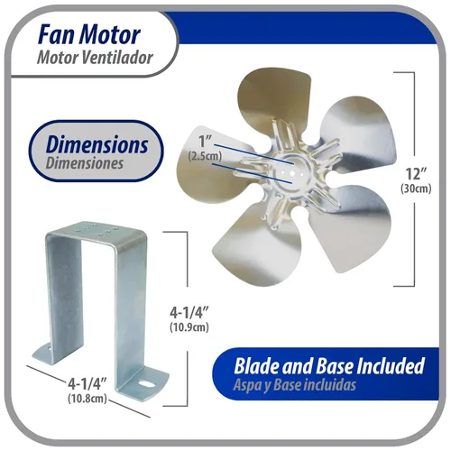 Vista 4 de Appli Parts APFM-341E Motor de condensador y evaporador de refrigeración de 34W 115V 60Hz 1.5A 1450rpm incluye base y aspa de ventilador de aluminio