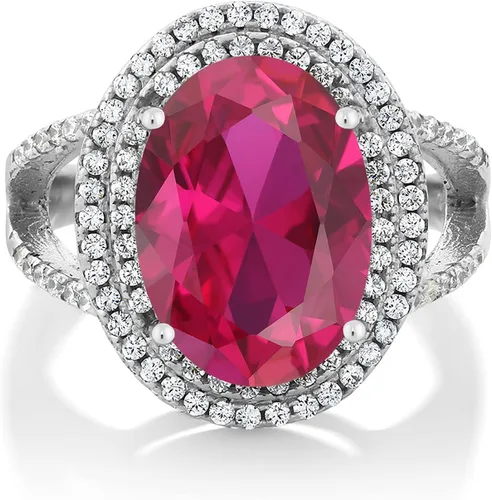 Vista 19 de Gem Stone King Anillo de piedra preciosa y piedra natal de 5-10 quilates para mujer Plata de ley 925 Ovalado 14X10MM Anillo de boda