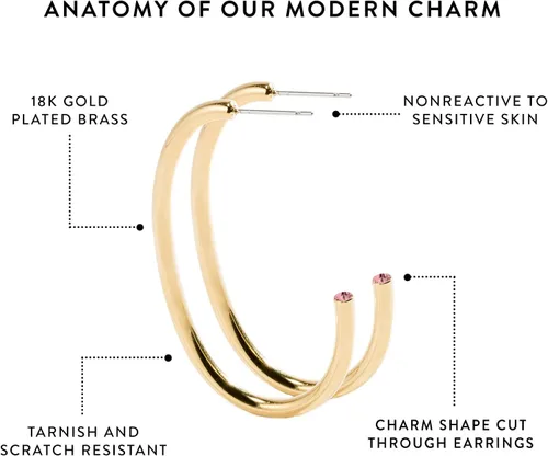 Vista 3 de Stella Valle Birthstone Earrings 18K Gold Plated Earrings with Swarovski Crystals Hypoallergenic & Non-Tarnish Hoop Earrings for Women Mother's