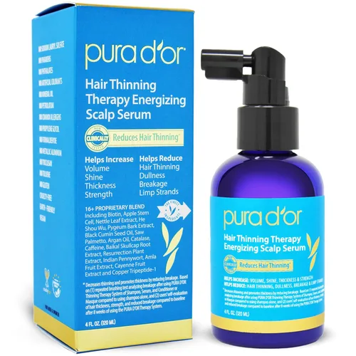 Vista 11 de PURA D'OR Suero avanzado para el cabello y el cuero cabelludo, para adelgazamiento del cabello con triple péptido de cobre, cafeína, mezcla