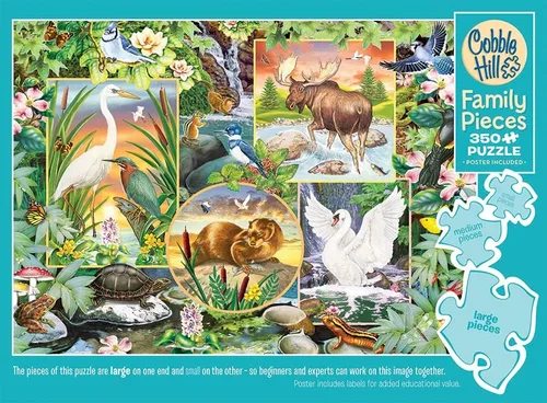 Vista 5 de Cobble Hill Family Piece's 350 Puzzle - River Magic - Muestra de póster incluido