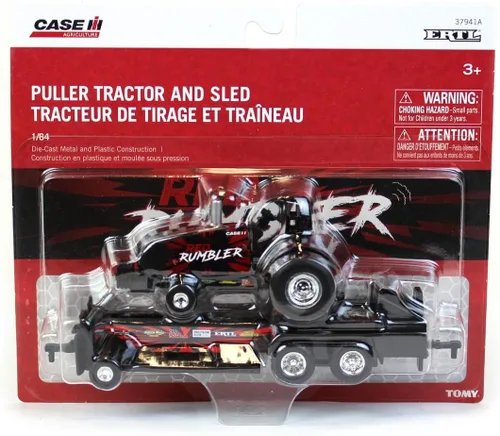 Vista 5 de Case IH 1/64 Magnum Red Rumbler Tractor de tracción con trineo de tracción