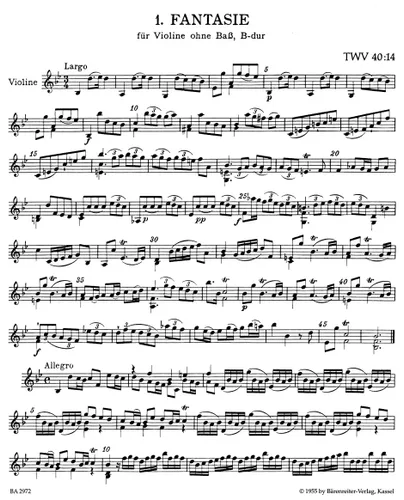 Vista 2 de 12 FANTAISIES POUR VIOLON SANS BASSE TWV 40 14-25