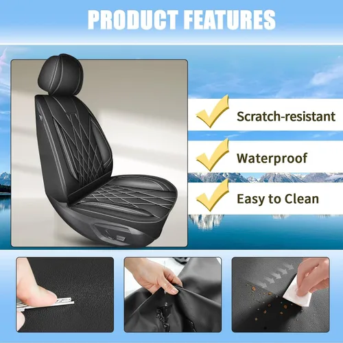 Vista 5 de Fundas de asiento para Kia Optima 2001-2020, asientos delanteros, protector de asiento impermeable, soporte ergonómico de cintura, para decoración