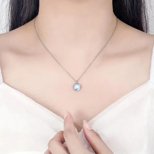 Vista 5 de Juego de joyas de piedra lunar (collar+pulsera+pendientes) regalo espiritual para mujeres, joyería de fiesta nupcial, elegante juego de regalo