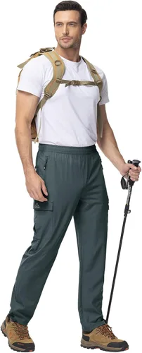 Vista 7 de TBMPOY Men's Hiking Pants Quick Dry Lightweight Stretch Wind Outdoor Causal Cargo Work Pants with 5 Pockets