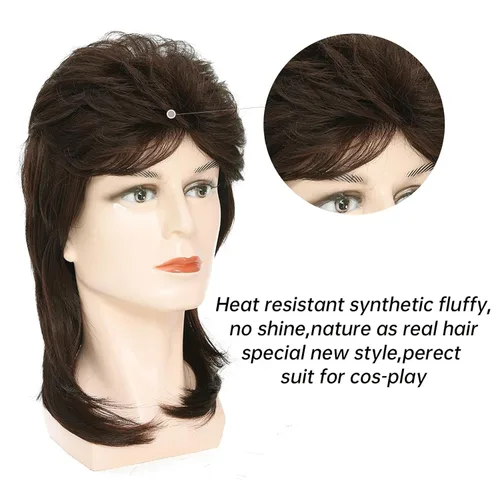 Vista 5 de Pelucas de salmonete para hombre, Joe Dirt, peluca emo, disfraces de los años 80, accesorio de fiesta de disfraces, peluca de cosplay, Halloween Man