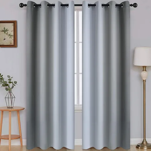 Vista 146 de SimpleHome Cortinas degradadas degradadas para oscurecer la habitación de 36 pulgadas de largo para dormitorio, con ojales y bloqueo de luz Negro