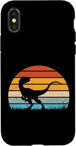 Vista 5 de Retro Sunset Jurassic Velociraptor Dinosaur Case for iPhone 17