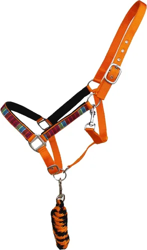 Vista 5 de Caballo Nylon Serape Neopreno Comfort Ajustable Halter w/Lead 606193BK