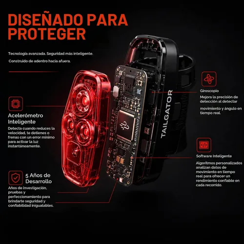 Vista 9 de Rechargeable Smart Bike Tail Light Water Resistant, 300 Lumen Brake Light