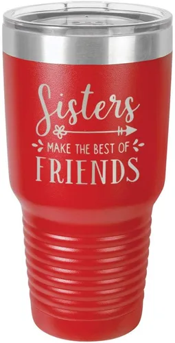 Vista 16 de SISTERS MAKE THE BEST OF FRIENDS Vaso negro de 30 onzas con popote y tapa superior deslizante Taza de viaje de acero inoxidable Comparar