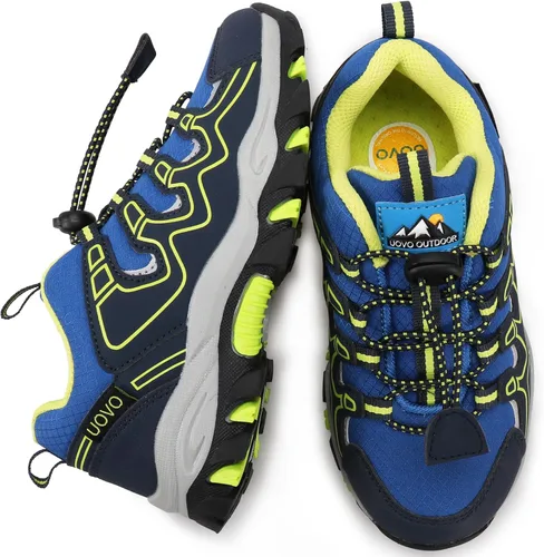 Vista 6 de UOVO Tenis para niños y niñas, para senderismo, correr, caminar al aire libre, tenis impermeables antideslizantes