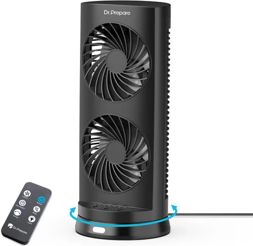 Vista 8 de Dr. Prepare Ventilador oscilante de torre, ventilador de escritorio portátil con opciones de 3 velocidades, circulación de aire dual, oscilación