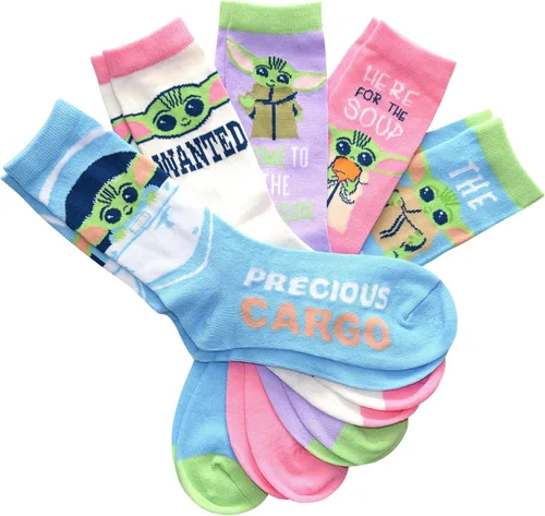 Vista 2 de STAR WARS JuniorsLadies Baby Yoda Crew Socks 5 Pair Pack Size 4-10