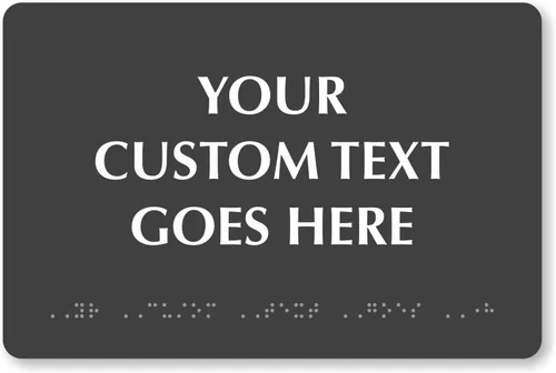 Vista 6 de SmartSign Letrero de Braille personalizado horizontal, 4 x 8 pulgadas, compatible con ADA, opciones de oro cepillado/plata, letrero de plástico