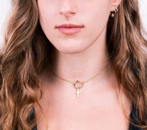 Vista 42 de Collar de cruz de oro para mujer, collares con colgante de cruz minimalista, longitud de 16 a 18 pulgadas, joyería cristiana hecha a mano, regalo