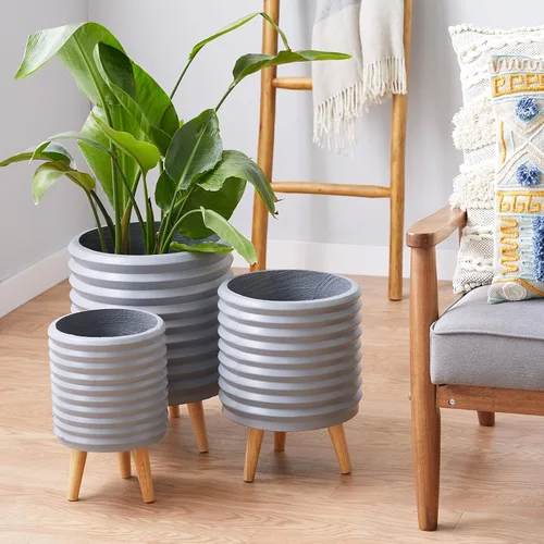 Vista 11 de Deco 79 CosmoLiving by Cosmopolitan 46527 - Maceta, color gris