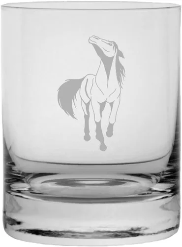 Vista 90 de Abaco Barb - Vaso de whisky con temática de caballo grabado (10.25 onzas)
