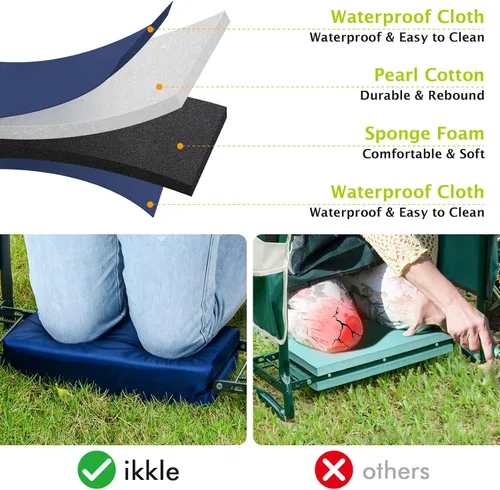 Vista 3 de ikkle Asiento de jardín resistente y taburete de jardinería – Almohadilla de rodillas desmontable más gruesa y más ancha – Regalo para mujeres