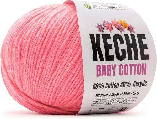 Vista 118 de Keche Hilo de Algodón, 60% Algodón 40% Hilo Acrílico, Hilo de Algodón Suave para Crochet y Tejer, Hilo Amigurumi 1 Madeja/Bola 1.76 Oz (50g) / 180