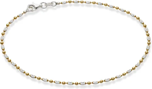 Vista 7 de Miabella Tobillera de cadena de cuentas de plata de ley 925 con corte de diamante ovaladas y redondas para mujer, fabricada en Italia
