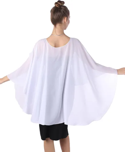 Vista 6 de Baoqiya Capas de gasa Capelets transparentes Poncho de capa larga para mujeres más