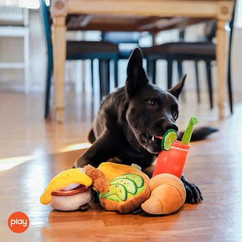 Vista 5 de P.L.A.Y. Bonitos juguetes de felpa para perros, con temática de comida chirriante, duradero, con temática de comida chirriante, para masticar, ideal
