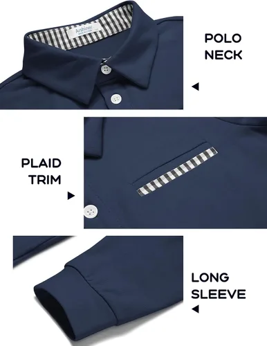 Vista 6 de Arshiner Polo de manga larga para niños, polo de algodón con bolsillo para niños
