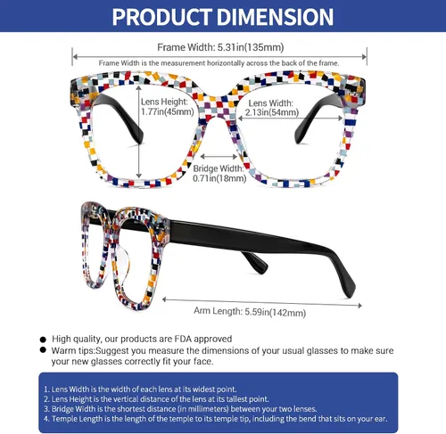 Vista 4 de Vooglam Gafas cuadradas de gran tamaño para mujer con lente transparente sin receta Martha