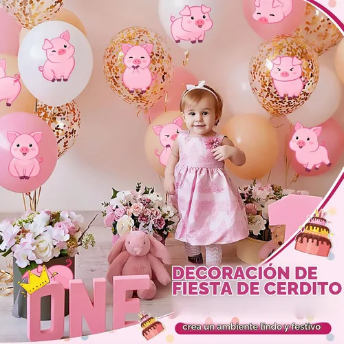 Vista 5 de Jecery - Decoración de fiesta de animales con estampado de cerdo, letrero