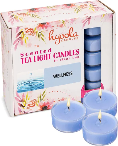 Vista 15 de HYOOLA Velas aromáticas de vela – Taza transparente – Velas perfumadas de vainilla – 6 horas de tiempo de combustión – Paquete de 15 – Fabricado
