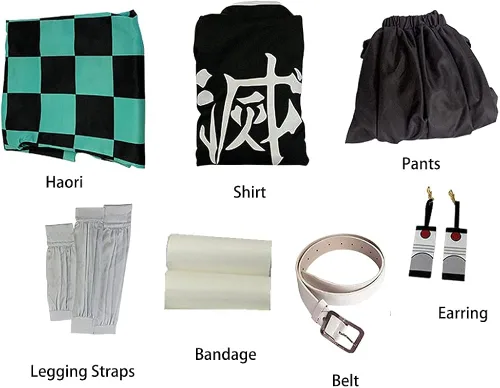 Vista 5 de CosTribe Disfraz de anime para hombre kimono conjunto completo bata tipo cárdigan Haori con leggings para pendientes