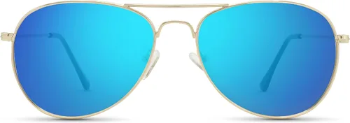 Vista 8 de NECTAR Kitty Hawk Polarized Aviator Sunglasses for Men & Women - Metal Frame, 100% UV Protection, Hydrophobic Coating Marco de metal dorado - Lente