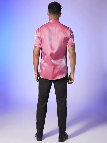 Vista 2 de Cozyease Camisas de discoteca de los años 70 para hombre, camisas de manga corta con botones, camisetas de lentejuelas para fiesta y club