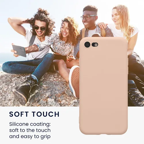 Vista 4 de kwmobile Funda compatible con Apple iPhone SE (2022) / SE (2020) / 8/7 - Funda protectora delgada de TPU para teléfono, acabado mate suave, remolino