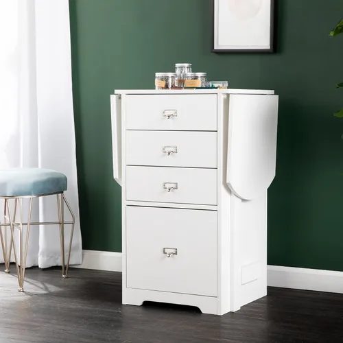 Vista 2 de SEI Furniture Escritorio Drop-Leaf con almacenamiento, color blanco