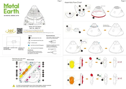 Vista 7 de Metal Earth Boeing CST-100 Starliner 3D Kit de modelo de metal con pinzas Fascinaciones