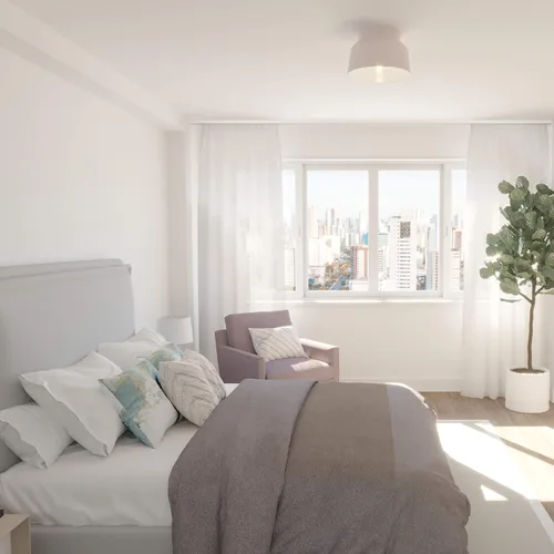 Vista 2 de Hunter - Cranbrook 1-Light Blush Pink, luz de montaje empotrado de tamaño mediano, regulable, estilo moderno, con forma de campana