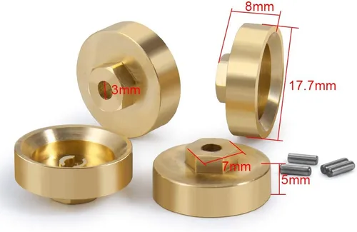 Vista 2 de RCLions 4 unids Heavy Duty latón rueda hexagonal adaptador 0.197 in para AXIAL SCX24 AXI90081 AXI00001 AXI00002 1:24 RC Crawler Actualizaciones