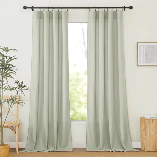 Vista 67 de RYB HOME - Cortinas de lino texturizado semitranslúcidas, privacidad media, filtro de luz, decoración de ventana para dormitorio/baño/sala de estar