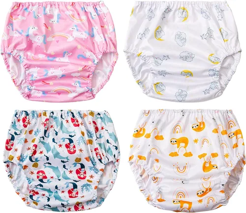 Vista 6 de BISENKID Cubierta de pañales de goma para pantalones de plástico, fundas de pañales de plástico elásticas para ropa interior de plástico para niños
