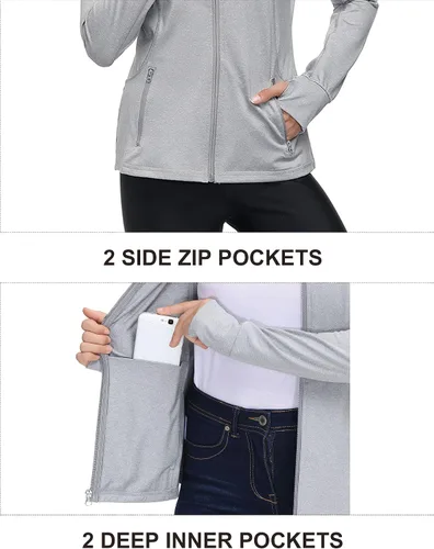 Vista 5 de Dolcevida Chamarras deportivas para mujer, con cremallera, chaqueta de yoga con bolsillos