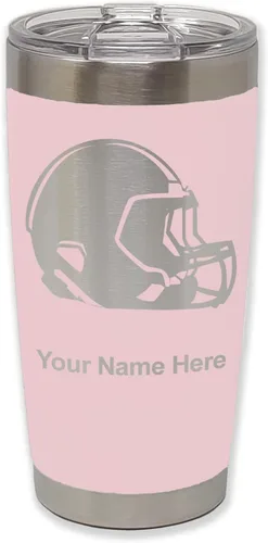 Vista 14 de LaserGram Vaso aislado al vacío de 20 onzas, casco de fútbol, grabado personalizado incluido (morado claro)