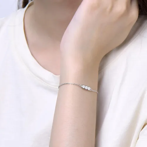 Vista 5 de AINUOSHI Pulseras de moissanita de joyería fina, regalos para el día de San Valentín para mujeres, pulsera de plata esterlina 925 chapada en oro
