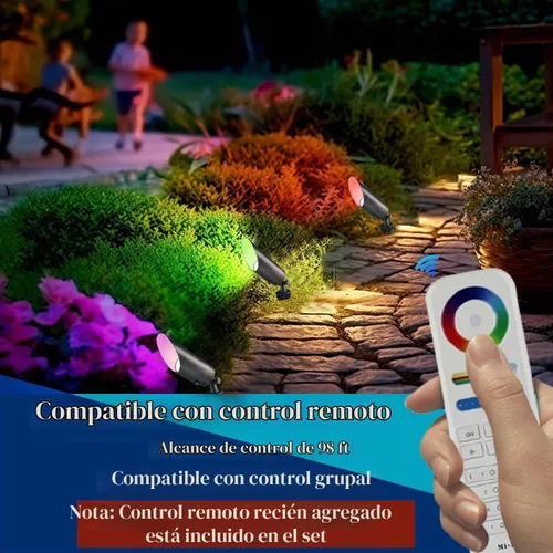 Vista 3 de Iluminación de paisaje RGB iYogaled, foco al aire libre, control remoto