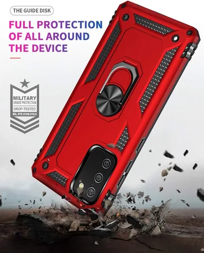 Vista 4 de Funda para Samsung A02S, con protector de pantalla, grado militar, 16 pies, probada contra caídas con soporte magnético, funda protectora