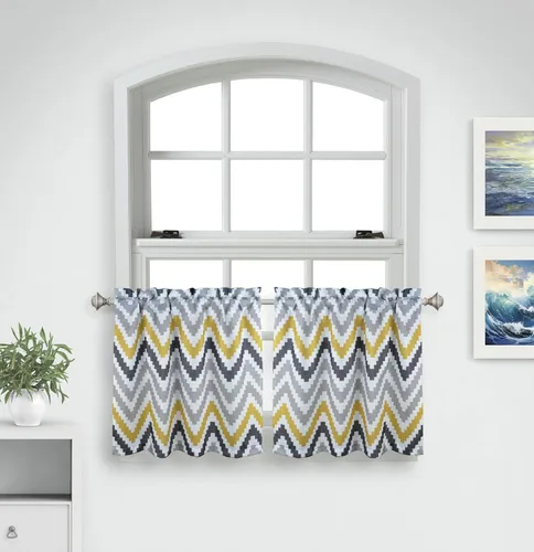 Vista 12 de Aiking Home Cenefas de ventana – 2 paneles de poliéster sólido cenefas de cocina con bolsillo para barra de 2.5 pulgadas para ventanas pequeñas