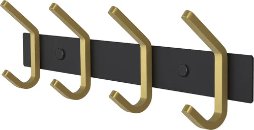 Vista 32 de Perchero de Abrigos Pequeño Negro Mate para Pared – Riel de Ganchos de Acero Inoxidable de 6 Pulgadas con 2 Ganchos Dobles para Abrigos